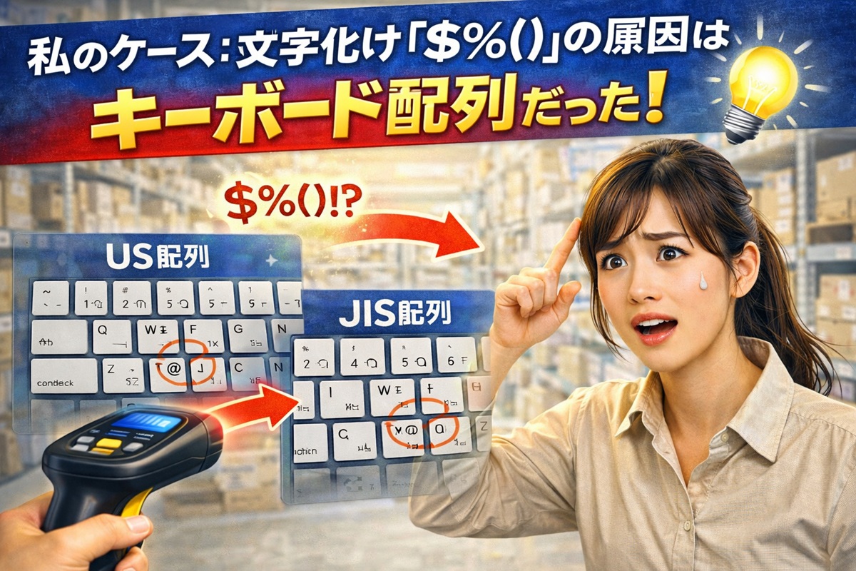 バーコードリーダー　文字化け
