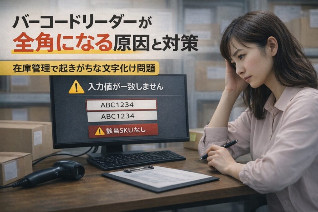 バーコードリーダー　全角になる