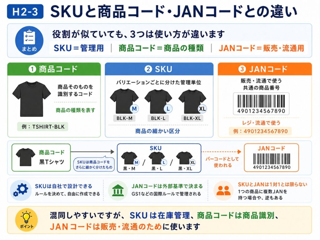 SKUと商品コード・JANコードとの違い
