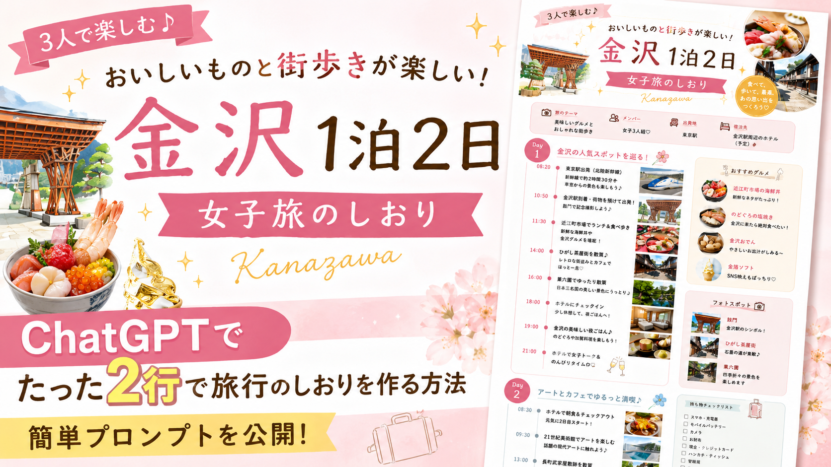 ChatGPTで旅行のしおりを作る方法｜たった2行のプロンプトでここまでできる！