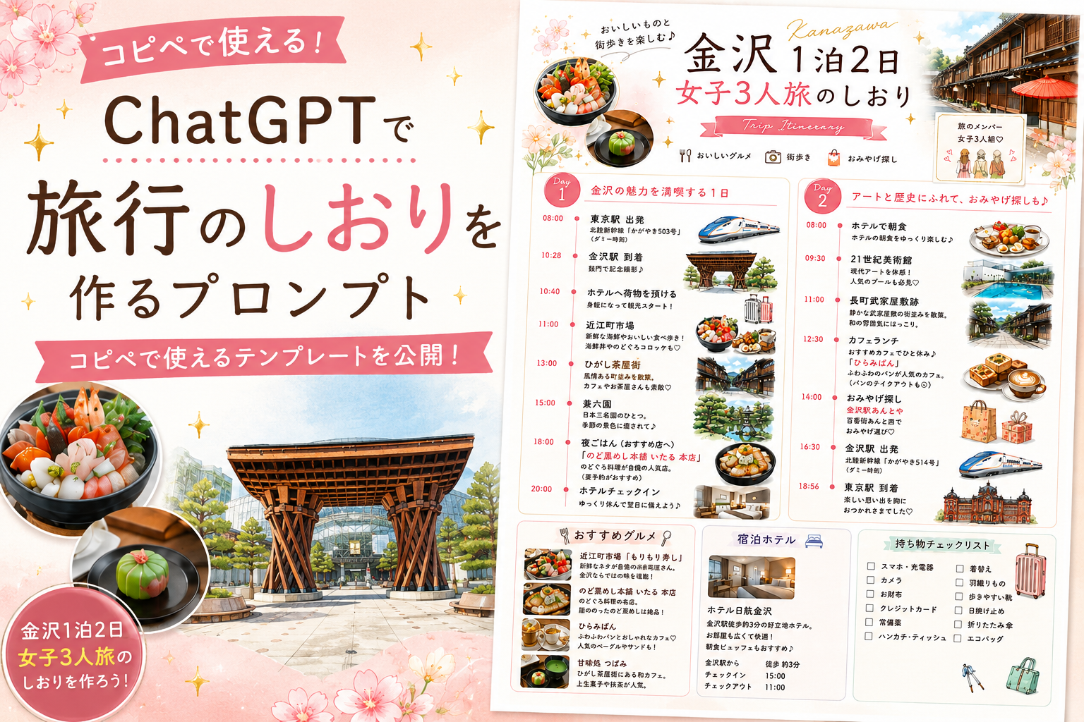 ChatGPTで旅行のしおりを作るプロンプト|コピペで使えるテンプレートを公開!