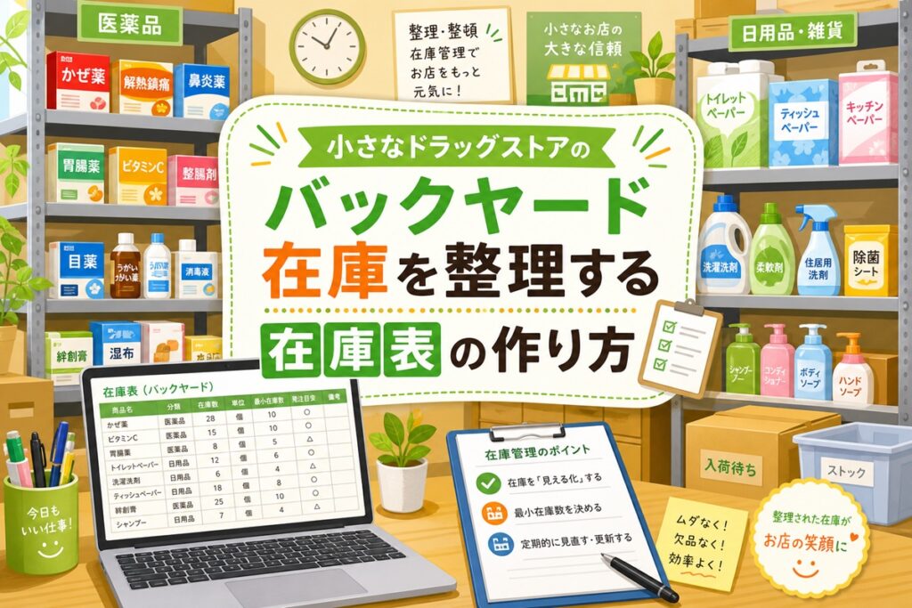 ドラッグストアバックヤード在庫整理