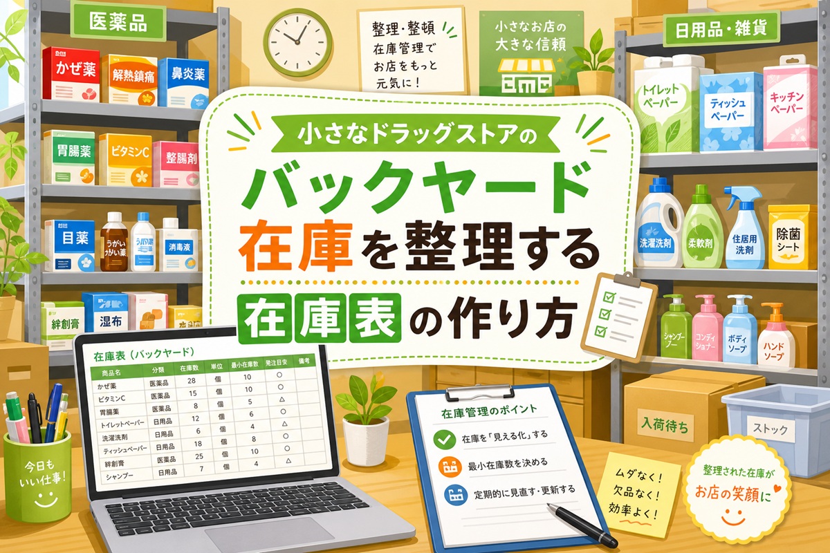 ドラッグストアバックヤード在庫整理
